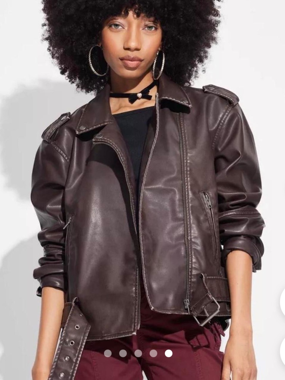 Target Women's Dark Brown Faux Leather Moto Jacket